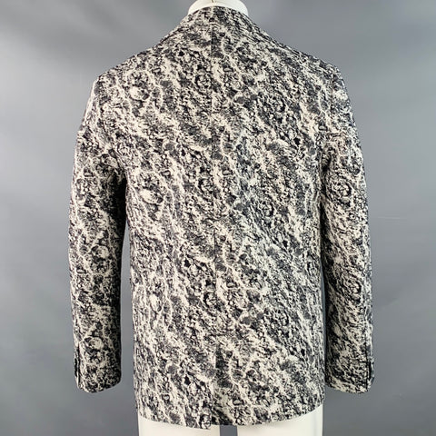 CORRIDOR Size 40 Black White Marbled Cotton Notch Lapel Sport Coat
