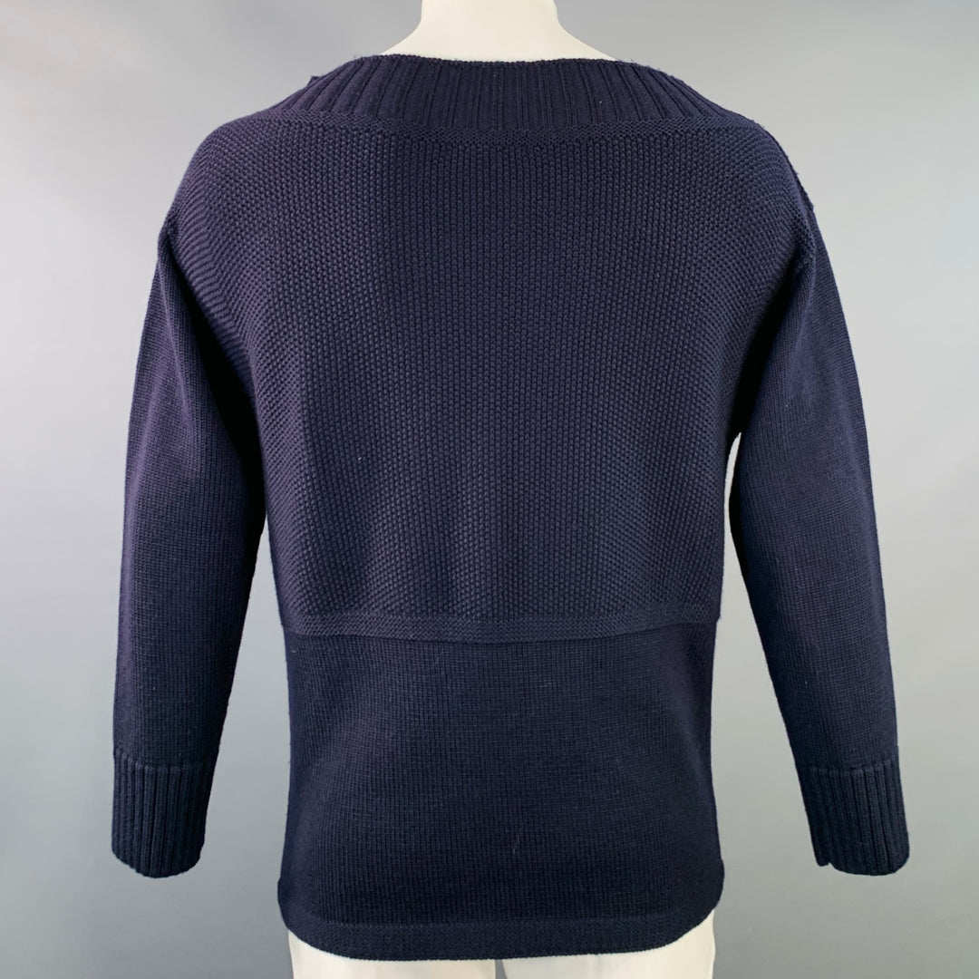 BURBERRY PRORSUM Size XL Navy Knit Virgin Wool Scoop Neck Sweater