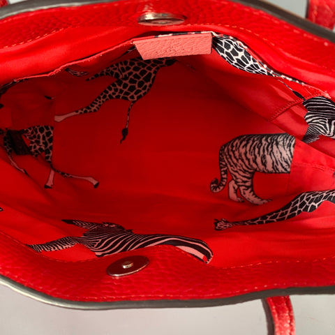 GUCCI Pink Red Heart Pebble Grain Leather Mini Tote Handbag