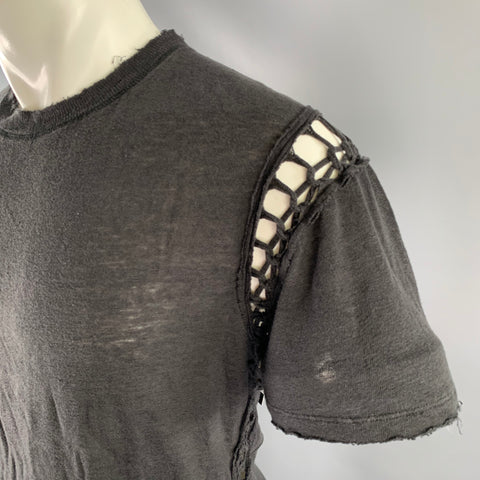 IRO Size XS Black Linen Deconstructed T-shirt