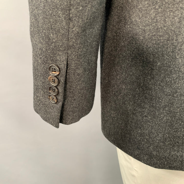 HERMES Size 42 Grey Heather Wool Lamb Leather Notch Lapel Sport Coat