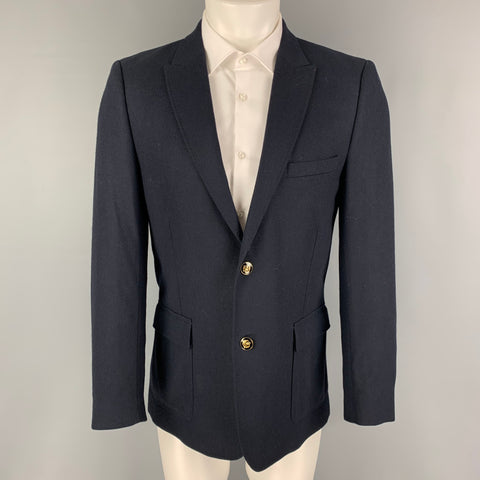 THE KOOPLES Size 40 Navy Cashmere Peak Lapel Sport Coat
