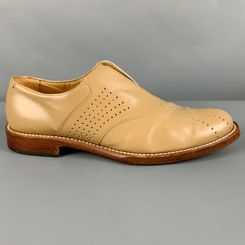 JIL SANDER Size 8.5 Beige Perforated Leather Slip On Loafers