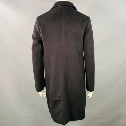 JIL SANDER Size XL Black Virgin Wool Camel Double Breasted Coat