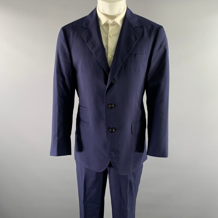 BRUNELLO CUCINELLI Size 40 Navy Wool Blend Notch Lapel Suit