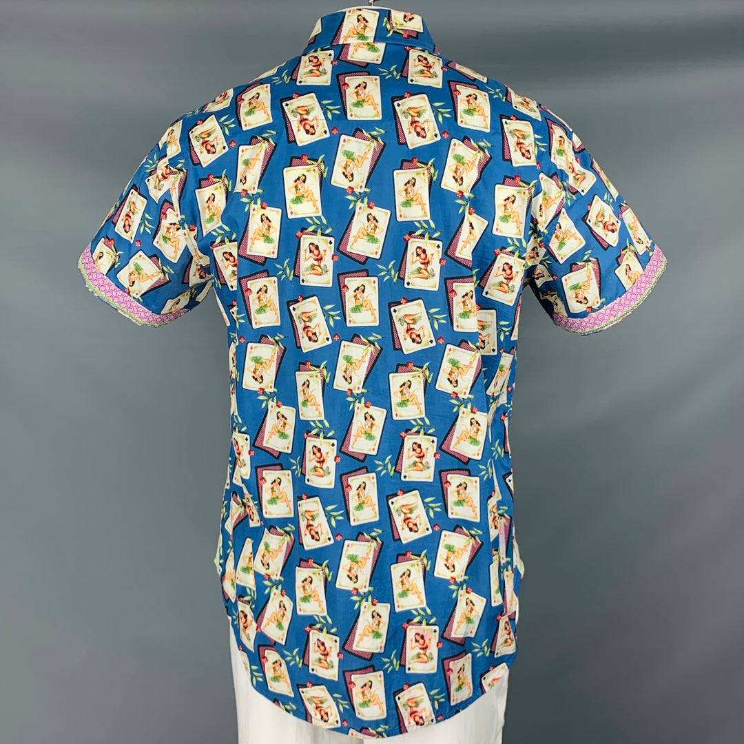 ROBERT GRAHAM Taille L Chemise à manches courtes en coton hawaïen multicolore bleu