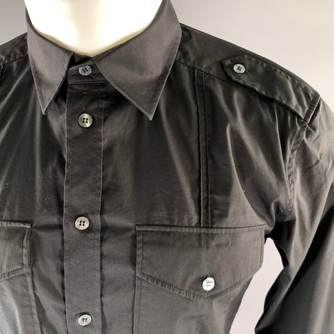 D&G by DOLCE & GABBANA Size M Black Cotton Elastane Long Sleeve Shirt