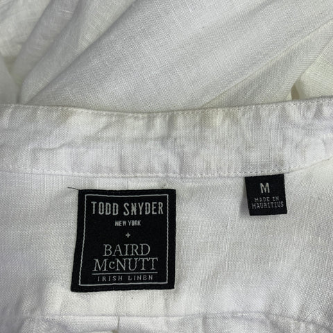 TODD SNYDER Size M White Linen One Pocket Long Sleeve Shirt