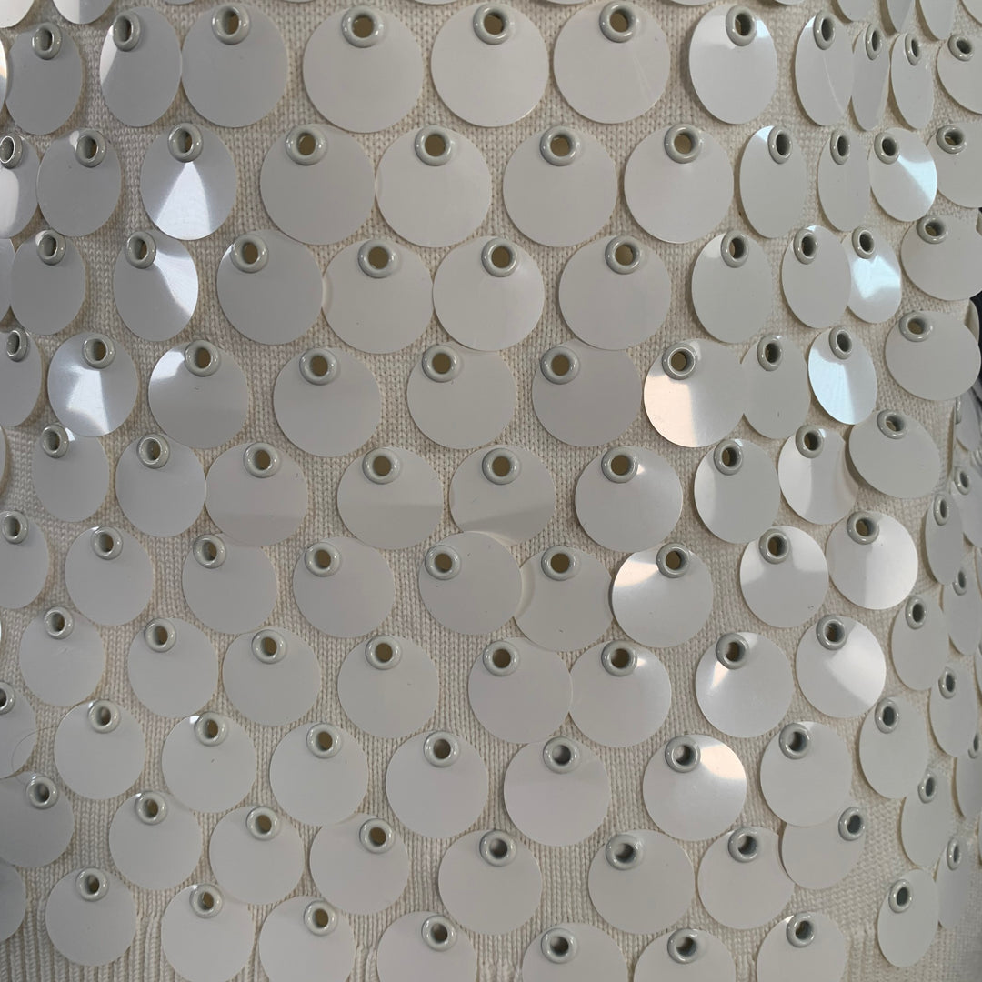 MICHAEL KORS COLLECTION Size XS White Cotton Payette Sequined Sleeveless Dress Top