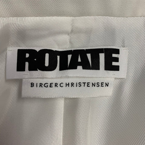 ROTATE Size 10 White Polyester Wool Double Breasted Notch Lapel Jacket