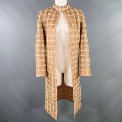 MILA SCHON Size 6 Beige Tan Polyester Circles Beaded Coat