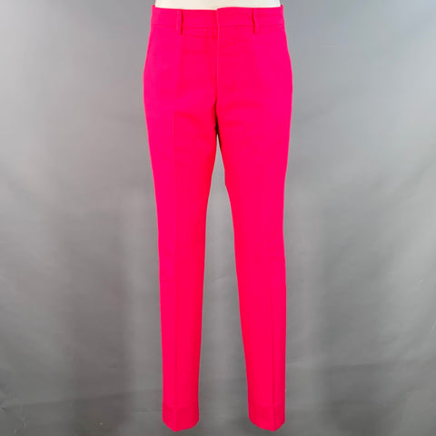 AMI by ALEXANDRE MATTIUSSI Size 36 Fuchsia Pink Black Wool Peak Lapel Suit