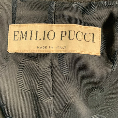 EMILIO PUCCI Size 12 Black Wool Mohair Sequined Jacket Blazer