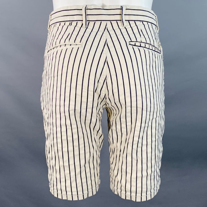 SCOTCH AND SODA Size 31 White Navy Pinstripe Cotton Zip Fly Shorts