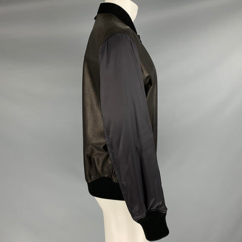 LOUIS VUITTON Taille 40 Veste réversible en cuir noir polyamide LV Monogram