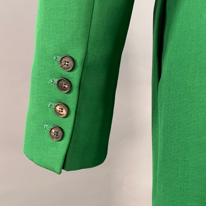 EGONLAB Size 34 Green Wool Asymmetrical Double Breasted Tailored Fit Notch Lapel Suit