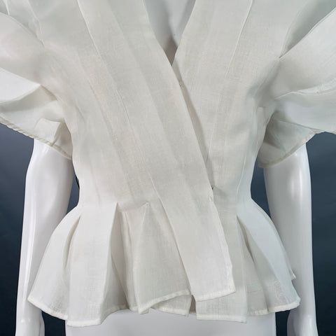 VICTOR COSTA Vintage Size 8 White Pleated Origami Dress Top