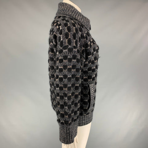 MISSONI Size 8 Black & Grey Knitted Wool Blend Jacket