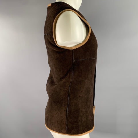 MAISON MARTIN MARGIELA Size M Brown Reversible Shearling Full Zip Vest