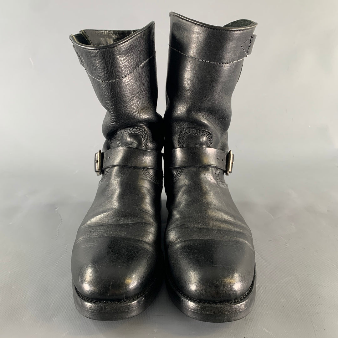 PAUL SMITH Size 8 Black Leather Belted Boots