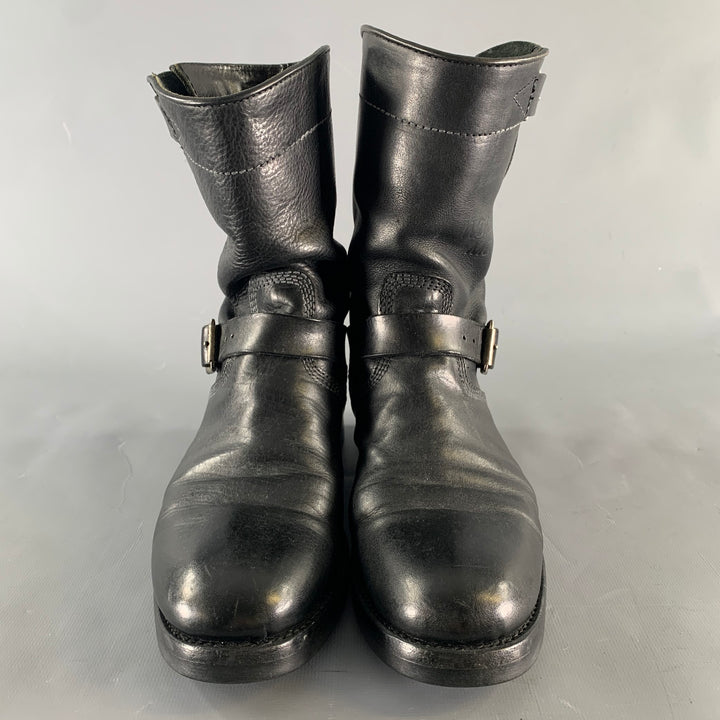 PAUL SMITH Size 8 Black Leather Belted Boots