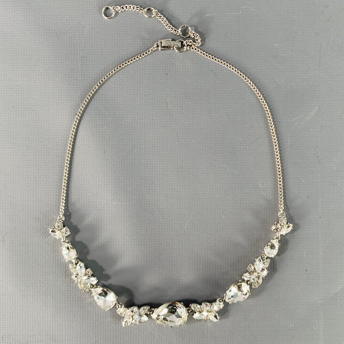 GIVENCHY Silver Rhinestones Metal Necklace