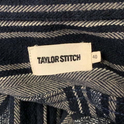 TAYLOR STITCH Size M Blue Grey Stripe Cotton Overshirt Long Sleeve Shirt
