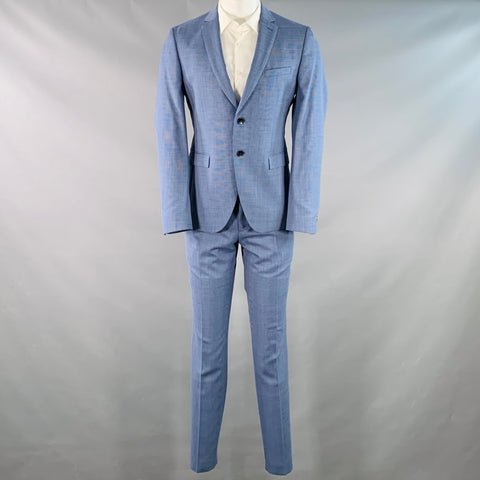 HUGO BOSS Size 40 Blue Houndstooth Virgin Wool Single Breasted Notch Lapel Suit