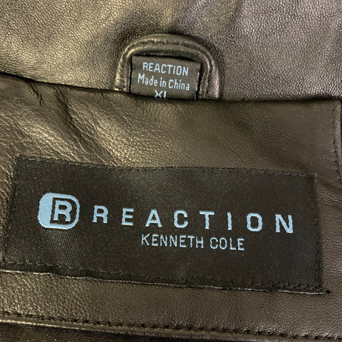 KENNETH COLE Chest Size Size XL Black Leather Coat