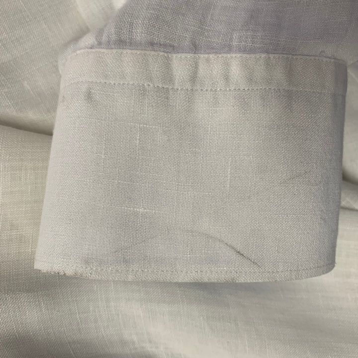 ERMENEGILDO ZEGNA Size XL White Linen Long Sleeve Shirt