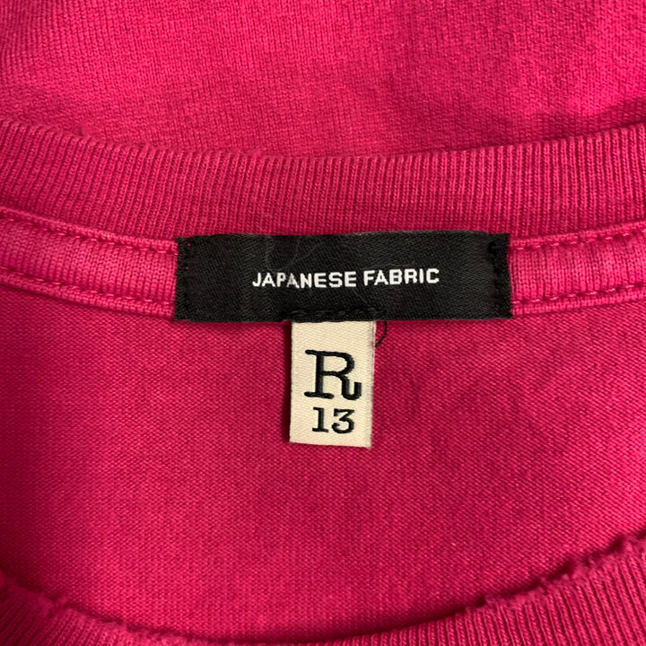 R13 Size S New York Boy Black Fuchsia Print Cotton Short Sleeve T-shirt