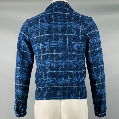 SCOTCH AND SODA Size S Navy Blue Plaid Acrylic Cotton Jacket