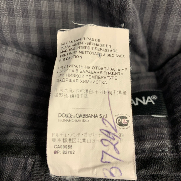DOLCE & GABBANA Size 34 Grey Charcoal Checkered Cotton Cuffed Casual Pants