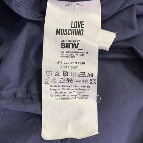 LOVE MOSCHINO Size 4 Navy Multi Color Cotton Blend Embroidered Casual Top
