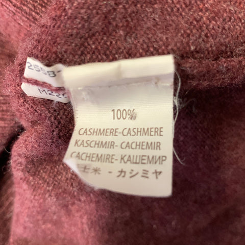 BRUNELLO CUCINELLI Size S Burgundy Grey Cashmere V-Neck Pullover