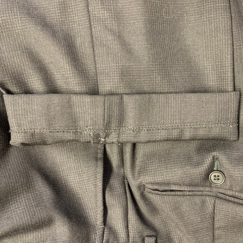 POLO by RALPH LAUREN Size 40 Regular Black Glenplaid Virgin Wool Notch Lapel Suit