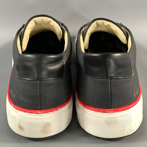 COMMON PROJECTS Size 11 Navy Red Canvas Lace Up Sneakers