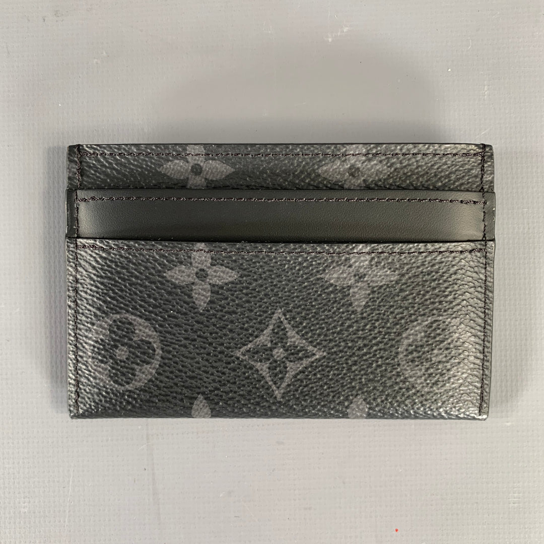 LOUIS VUITTON Black Grey M62170 Logo Lambskin Wallet