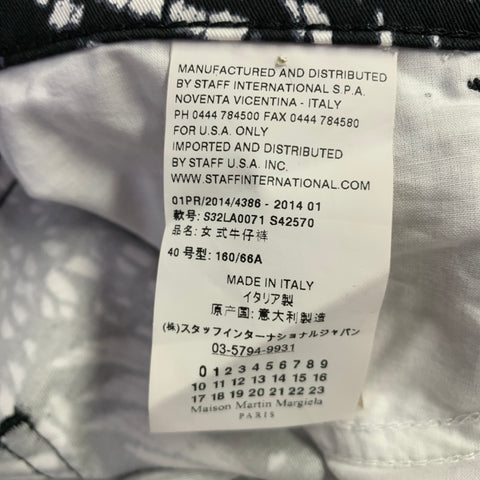 MM6 MAISON MARGIELA Taille 4 Pantalon décontracté en mélange de coton imprimé noir et blanc