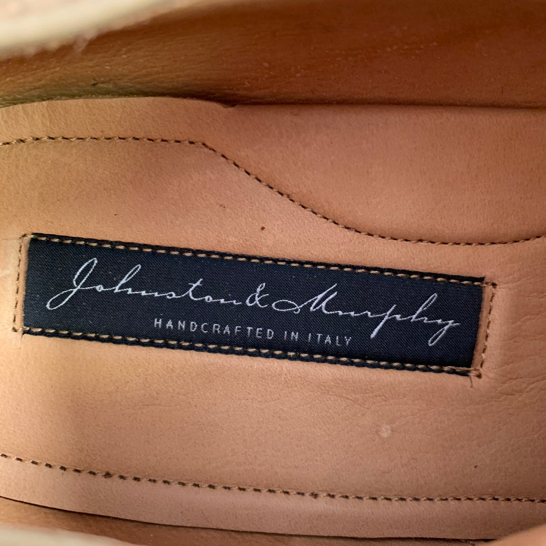 JOHNSTON & MURPHY Size 10 Brown Contrast Stitch Suede Wingtip Lace-Up Shoes