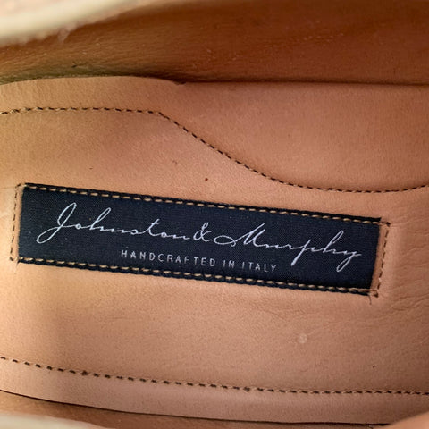 JOHNSTON & MURPHY Size 10 Brown Contrast Stitch Suede Wingtip Lace-Up Shoes
