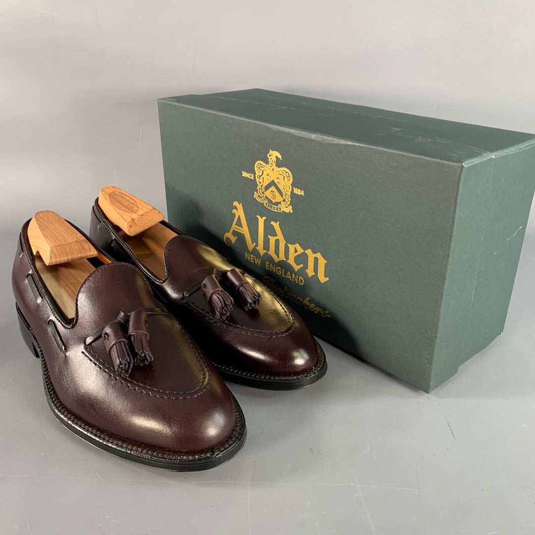 ALDEN Size 7 Burgundy Calfskin Leather Tassel Moccasin Loafer