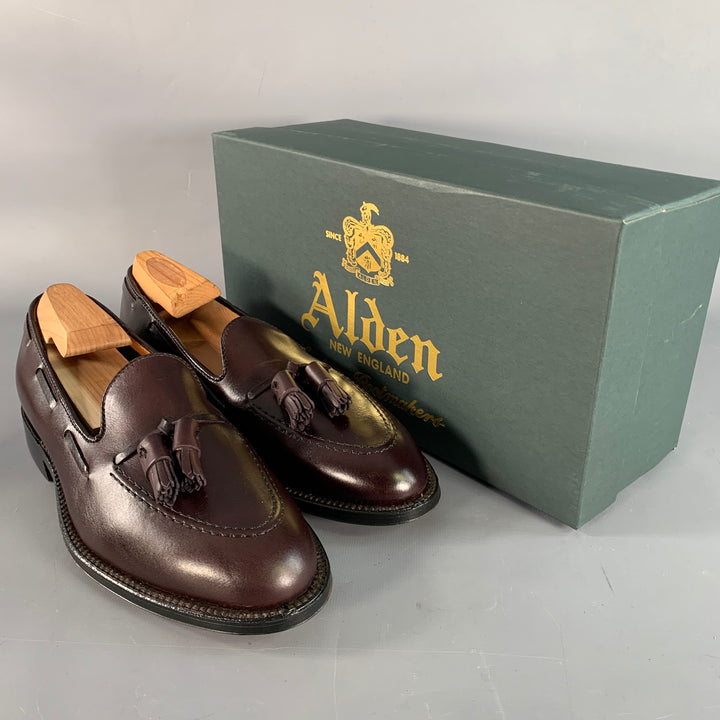 ALDEN Size 7 Burgundy Calfskin Leather Tassel Moccasin Loafer