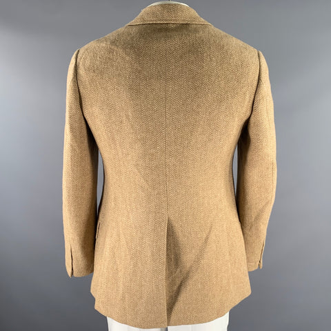 RALPH LAUREN Size 42L Camel Tan Herringbone Wool Notch Lapel Sport Coat