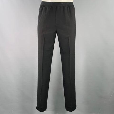 HELMUT LANG Size L Black Silver Stripe Wool Blend Casual Pants
