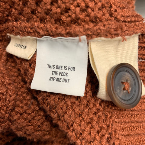 TAYLOR STITCH Size M Orange Rust Knit Cotton Shawl Collar Cardigan