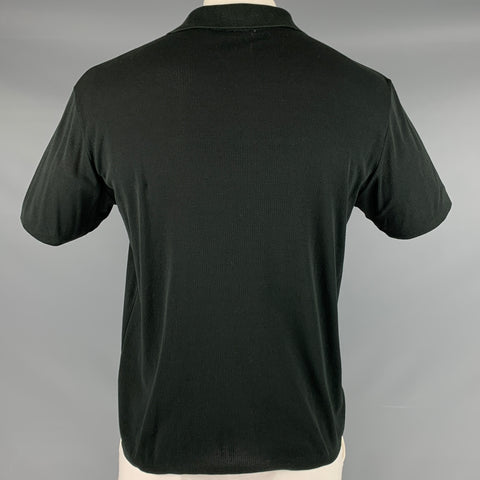 HUGO BOSS Size L Black Cotton Blend Buttoned Polo