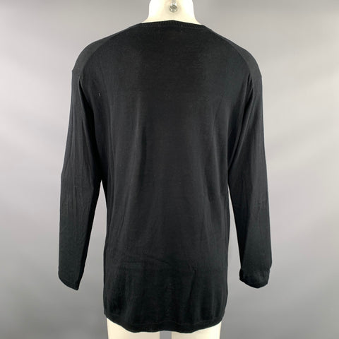YOHJI YAMAMOTO Size M Black Red multi color Knit Cotton Oversized Pullover
