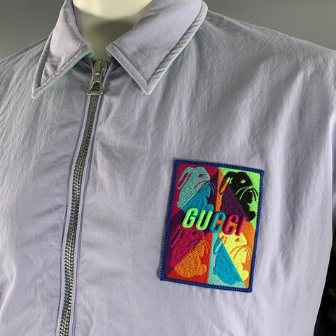GUCCI Size 48 Purple Dans Le Vert Wool Polyamide Jacket