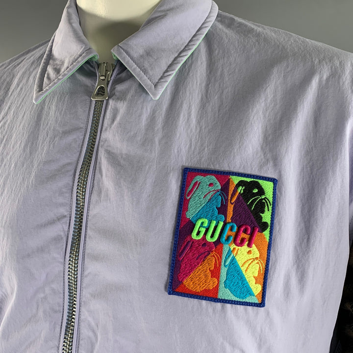 GUCCI Size 48 Purple Dans Le Vert Wool Polyamide Jacket